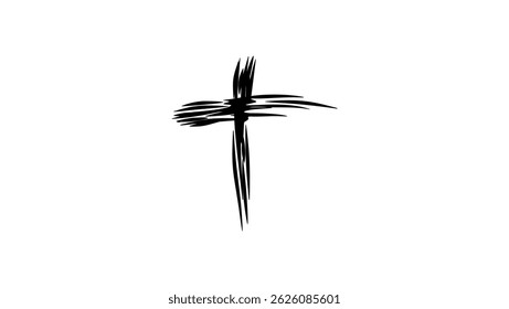 Ash Wednesday, cross, black isolated silhouette