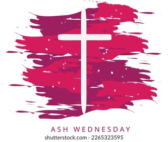 Ash Wednesday Cross Vector Art. Ash Wednesday With Cross, Blessing, Worship, Holy background design. 	