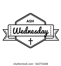 Ash wednesday emblem isolated vector illustration on white background. 1 march world catholic holiday event label, greeting card decoration graphic element