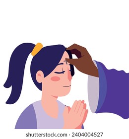 ash wednesday female illustration isolated