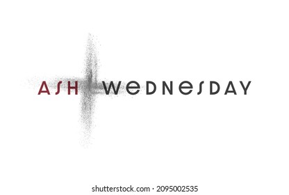 Ash Wednesday, the first day of Lent is a holy day of prayer and fasting. Web banner, program, social graphic, logo, simple.