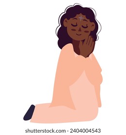 ash wednesday girl prayer illustration