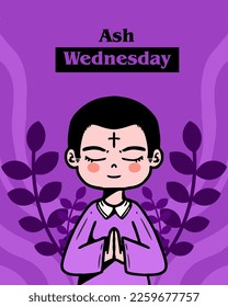 ash wednesday poster banner with vector illustration 