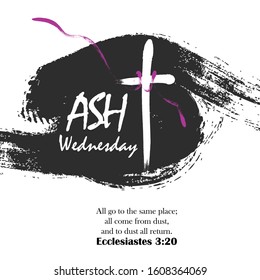 Ash Wednesday poster with a quote from the Book of Ecclesiastes, isolated in black brushes and white background