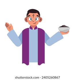 ash wednesday priest character illustration isolated