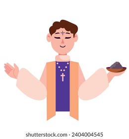 ash wednesday priest illustration isolated
