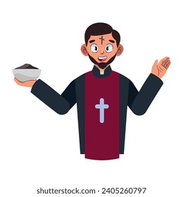ash wednesday priest illustration isolated