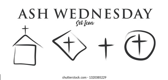 Ash wednesday set icon