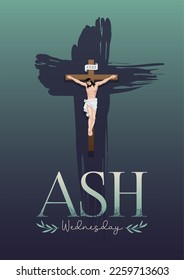 Ash Wednesday symbolic religious Christian symbol for the beginning of Lent, with cross of ashes