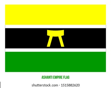 Ashanti Empire Flag Waving Vector Illustration on White Background. Historical Flag. Kingdom of Ashanti in what is now modern-day Ghana from 1670 to 1957.