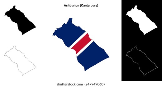 Ashburton blank outline map set