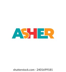 ASHER-Namensschild, Schriftbild, Textgrafik, Vektorgrafik