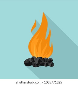 Ashes charcoal flames icon. Flat illustration of ashes charcoal flames vector icon for web design