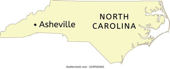 Asheville city location on North Carolina map