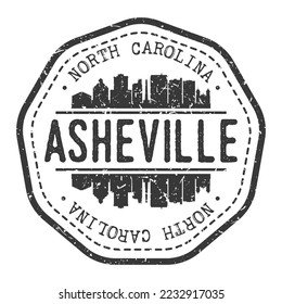 Asheville, NC, USA Stamp Skyline Postmark. Silhouette Postal Passport. City Round Vector Icon. Vintage Postage Design.