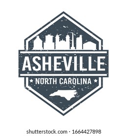 Asheville, NC, USA Travel Stamp Icon. Skyline City Design Tourism Diamond. Vector Illustration Grunge.