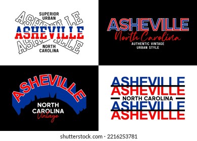 Asheville North Carolina vintage college typography for t shirts