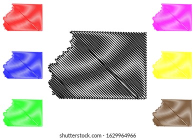 Ashley County, Arkansas (U.S. county, United States of America,USA, U.S., US) map vector illustration, scribble sketch Ashley map