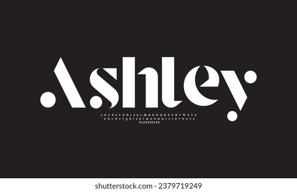 Ashley Elegant Font Uppercase Lowercase and Number. Classic Lettering Minimal Fashion Designs. Typography modern serif fonts regular decorative vintage concept. vector illustration