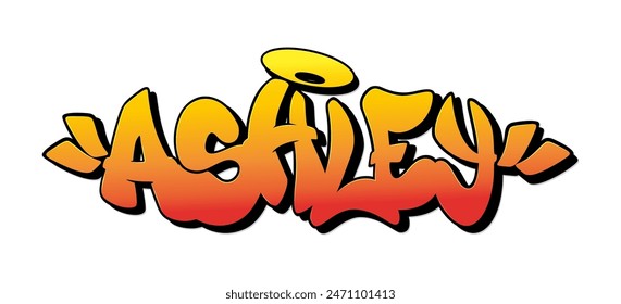 Nombre Ashley en estilo graffiti. Ilustración vectorial.