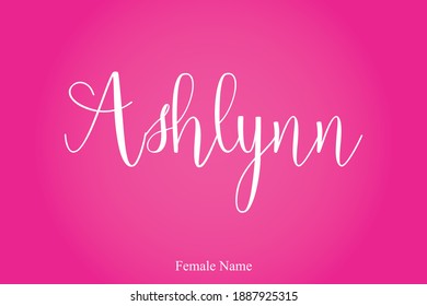 Ashlynn Nombre Femenino Caligrafía Cursiva Texto Inscripción En Fondo Rosa