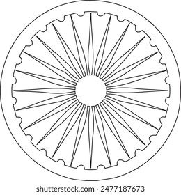 Ashok Chakra wheel with spokes vector icon