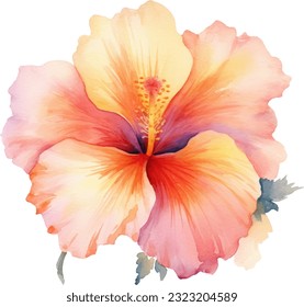 Ashok flower Watercolor illustration. Hand drawn underwater element design. Artistic vector marine design element. Illustration for greeting cards, printing and other design projects.
