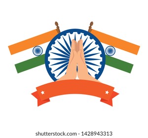 ashoka chakra with flags indian emblem