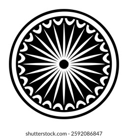 Ashoka chakra icon in filled style