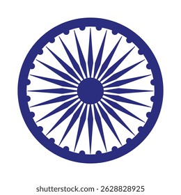 Ashoka Chakra for India - Blue wheel called Ashoka Chakra from flag of India isolated on white background