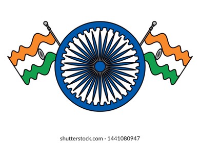 ashoka chakra indian with flags