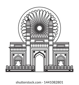 ashoka chakra with indian gate palace