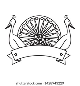ashoka chakra indian with peacocks birds