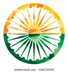 Ashoka chakra  in Low poly design for India's Independence day.