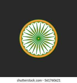 Ashoka Chakra symbol sign flat icon on background