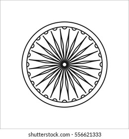 Ashoka Chakra symbol sign line icon on background