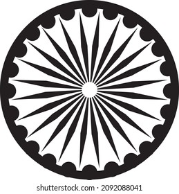 Ashoka Chakra symbol sign silhouette icon on background.eps