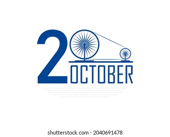 Ashoka Chakra is used in charkha. 2 October concept for Gandhi Jayanti