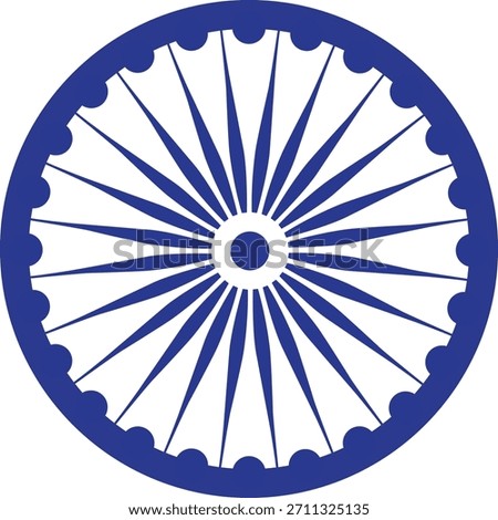 ashoka chakra in vector flag code.eps
Ashoka Chakra is a navy blue wheel with 24 spokes in the center of India's national flag, symbolizing the wheel of law Dharmachakra and representing righteous