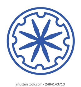 Ashoka Wheel icon black and white vector sign