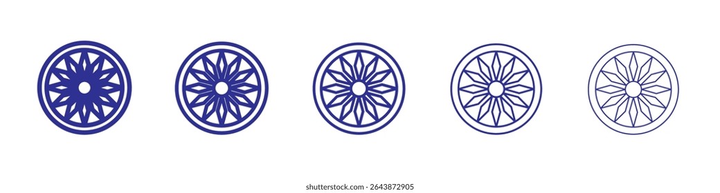Ashoka Wheel icon black and white vector sign
