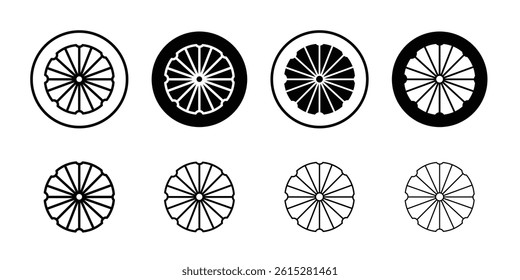 Ashoka Wheel icon Flat simple outline set