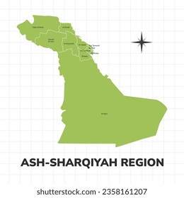 Ash-Sharqiyah Region map illustration. Map of the region in Saudi Arabia