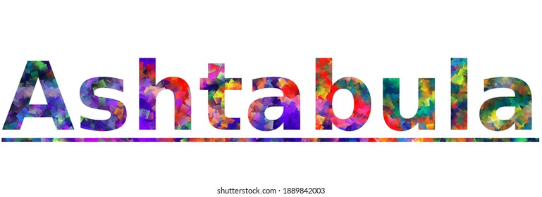 Ashtabula. Cartel de texto de tipografía colorida. Vector la palabra diseño ashtabula. Se puede usar para logotipo, tarjeta, afiche, título y título hermoso