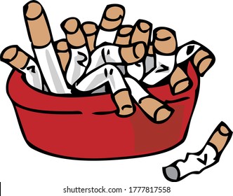 an ashtray with a lot of butts　