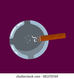 Ashtray with cigar vector illustration.