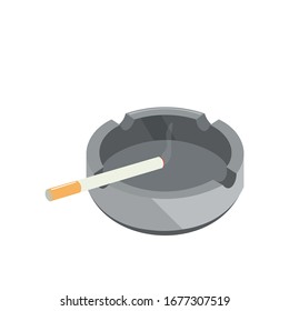 ashtray with cigarette illustration design element. flat icon