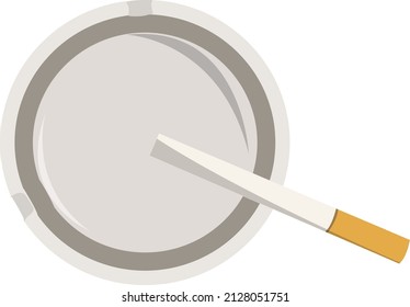 Ashtray with cigarette, illustration, vector on a white background.