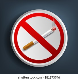 ashtray with cigarette and prohibitory sign