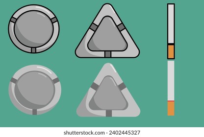 Ilustración de ceniceros y vectores de cigarrillos, vector 2D plano